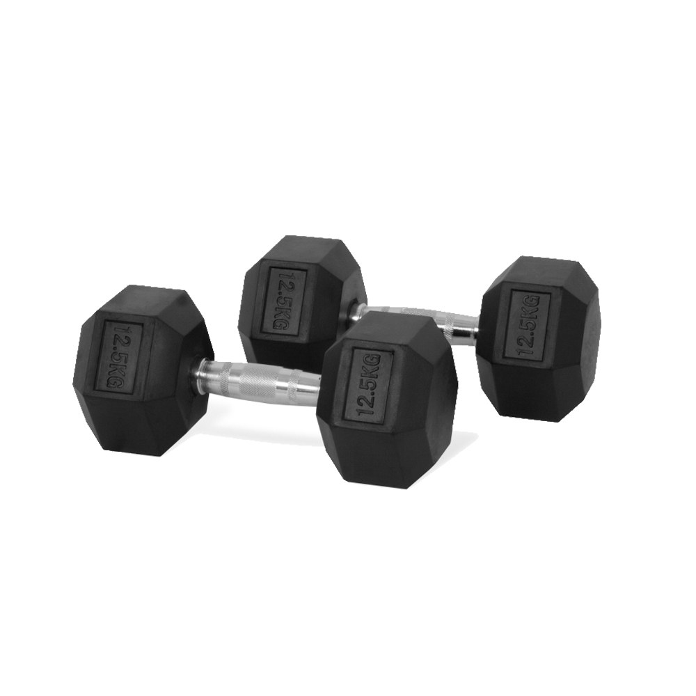 12.5kg 2 Pieces Hex Rubber Coated Dumbbells- 12.5KG - Image 1