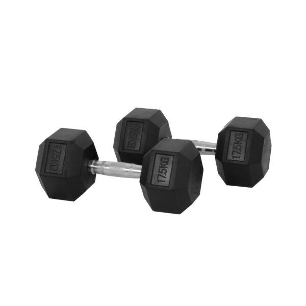17.5kg 2 Pieces Hex Rubber Coated Dumbbells- 17.5KG - Image 1