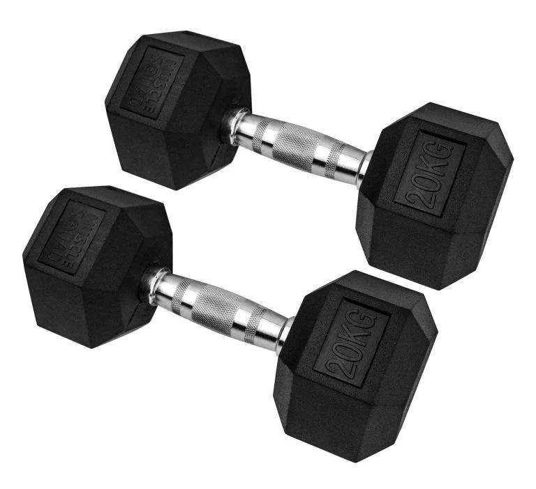 20kg 2 Pieces Hex Rubber Coated Dumbbells- 20KG - Image 1