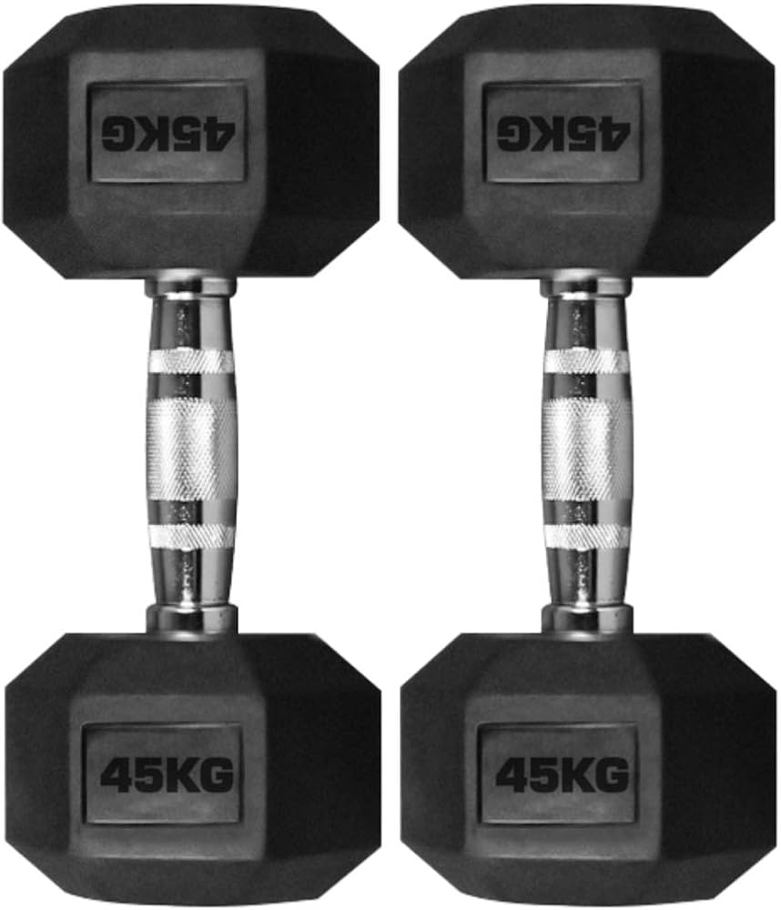 45kg 2 Pieces Hex Rubber Coated Dumbbells- 45KG - Image 1