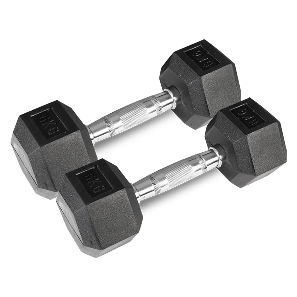 DBHEX-6KG-PAIR_media-01_9dafe8e9-abff-4413-844e-95a0800d67bb 2 Pieces Hex Rubber Coated Dumbbells- 6KG - Image 1