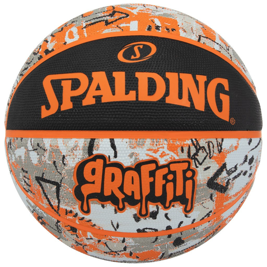 SIZE_5_ITEM_84-519Z_Graffiti__57555 Spalding Graffiti Series Black/Orange Outdoor Basketball - Size 5 - Image 1