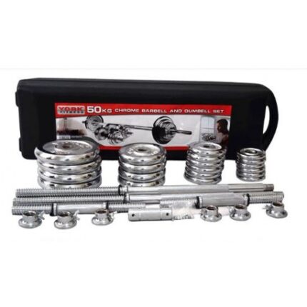 York Fitness 50KG Chrome Dumbbell Set